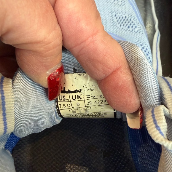 Hoka One One Bondi 6 Blue White Running Shoes Sneakers Women's Size 7.5 D Wide - Picture 5 of 5